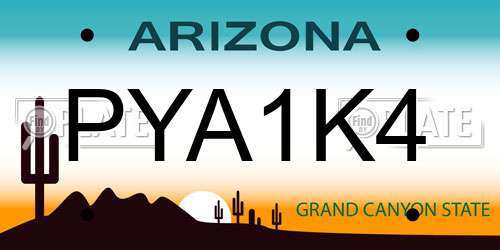 PYA1K4 Arizona License Plate