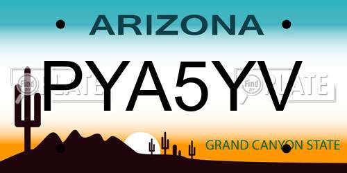 PYA5YV Arizona License Plate