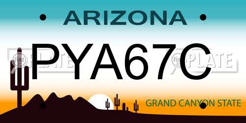 PYA67C Arizona License Plate