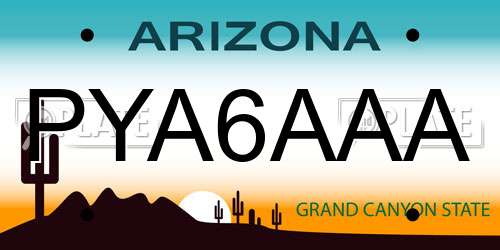 PYA6AAA Arizona License Plate