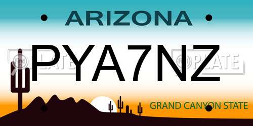 PYA7NZ Arizona License Plate