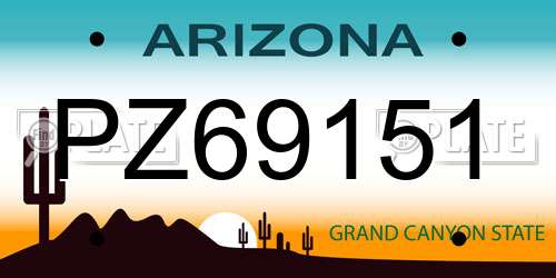 PZ69151 Arizona License Plate