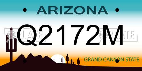 Q2172M Arizona License Plate