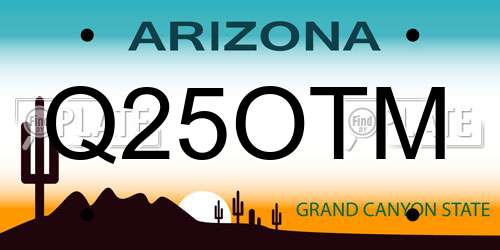 Q25OTM Arizona License Plate