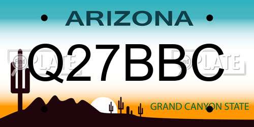 Q27BBC Arizona License Plate