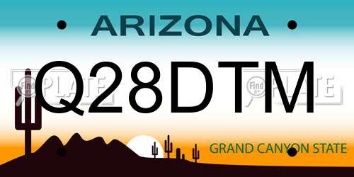 Q28DTM Arizona License Plate