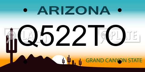 Q522TO Arizona License Plate