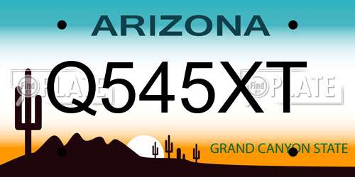 Q545XT Arizona License Plate