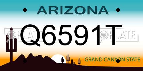 Q6591T Arizona License Plate