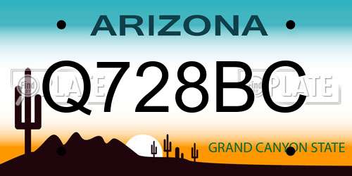Q728BC Arizona License Plate