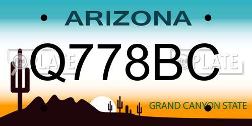 Q778BC Arizona License Plate