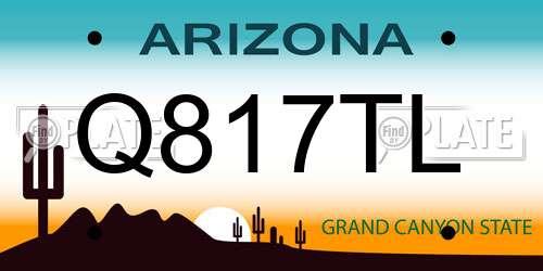 Q817TL Arizona License Plate