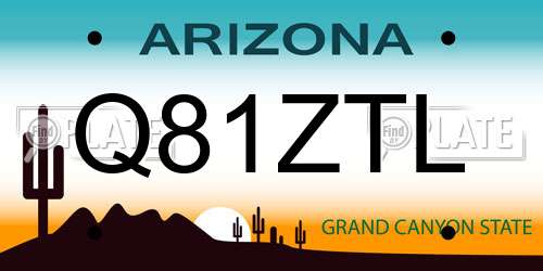Q81ZTL Arizona License Plate