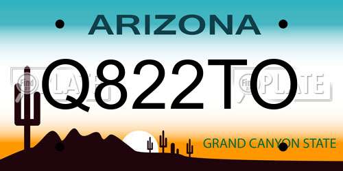 Q822TO Arizona License Plate