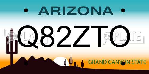Q82ZTO Arizona License Plate