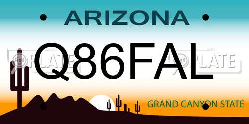 Q86FAL Arizona License Plate