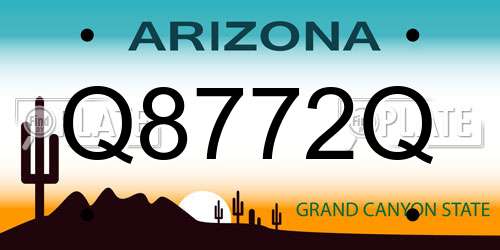 Q8772Q Arizona License Plate