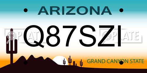 Q87SZI Arizona License Plate