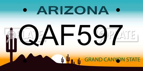 QAF597 Arizona License Plate
