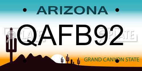QAFB92 Arizona License Plate
