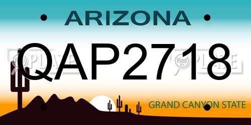 QAP2718 Arizona License Plate