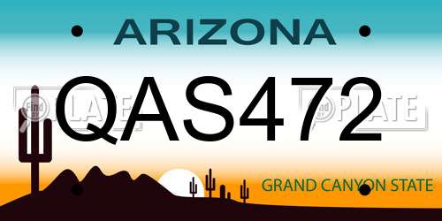 QAS472 Arizona License Plate