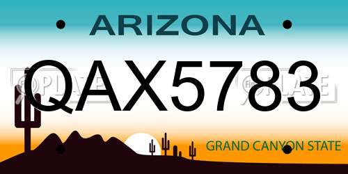 QAX5783 Arizona License Plate