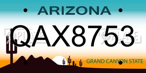 QAX8753 Arizona License Plate