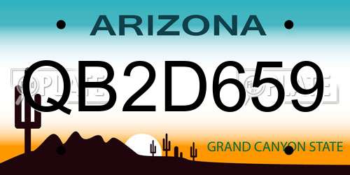 QB2D659 Arizona License Plate