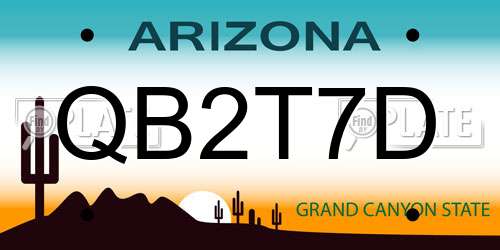 QB2T7D Arizona License Plate