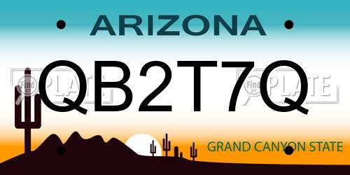 QB2T7Q Arizona License Plate