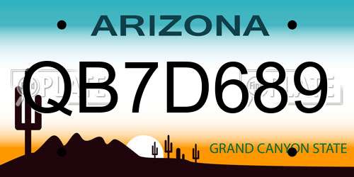 QB7D689 Arizona License Plate