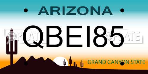 QBEI85 Arizona License Plate