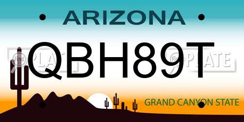 QBH89T Arizona License Plate