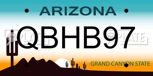 QBHB97 Arizona License Plate