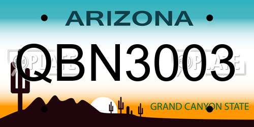QBN3003 Arizona License Plate