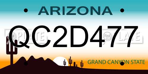 QC2D477 Arizona License Plate