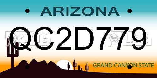 QC2D779 Arizona License Plate