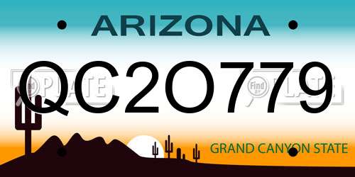 QC2O779 Arizona License Plate