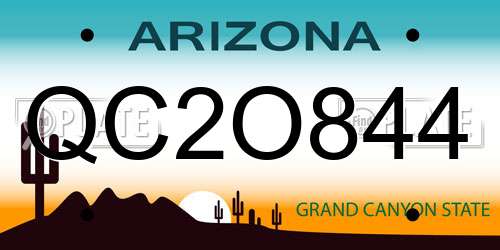 QC2O844 Arizona License Plate
