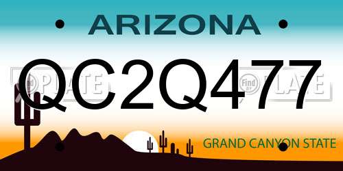 QC2Q477 Arizona License Plate