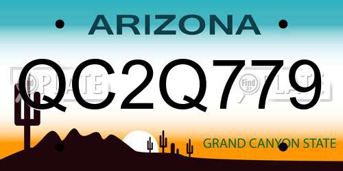 QC2Q779 Arizona License Plate