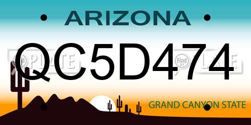 QC5D474 Arizona License Plate