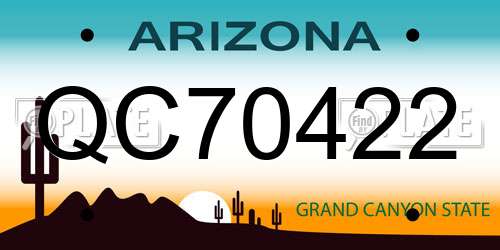 QC70422 Arizona License Plate