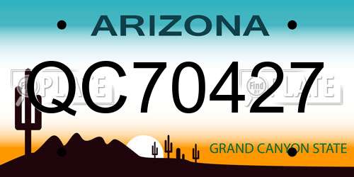 QC70427 Arizona License Plate
