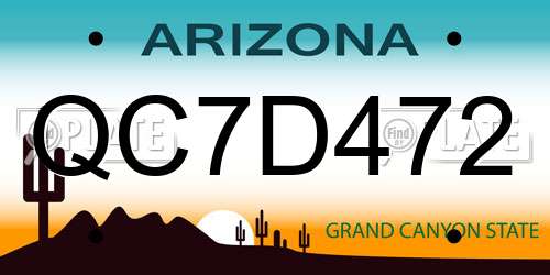 QC7D472 Arizona License Plate