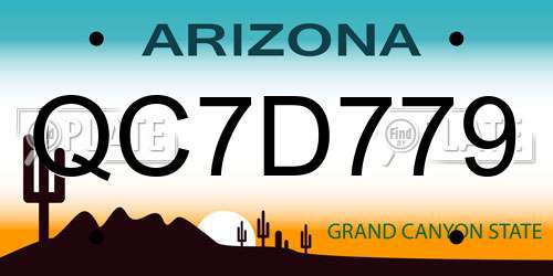 QC7D779 Arizona License Plate