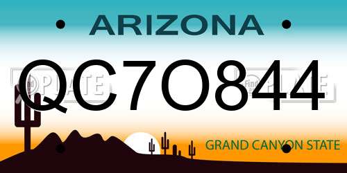 QC7O844 Arizona License Plate