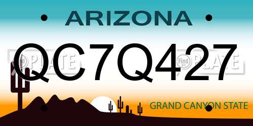 QC7Q427 Arizona License Plate