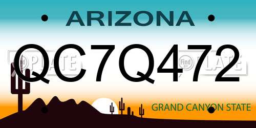 QC7Q472 Arizona License Plate